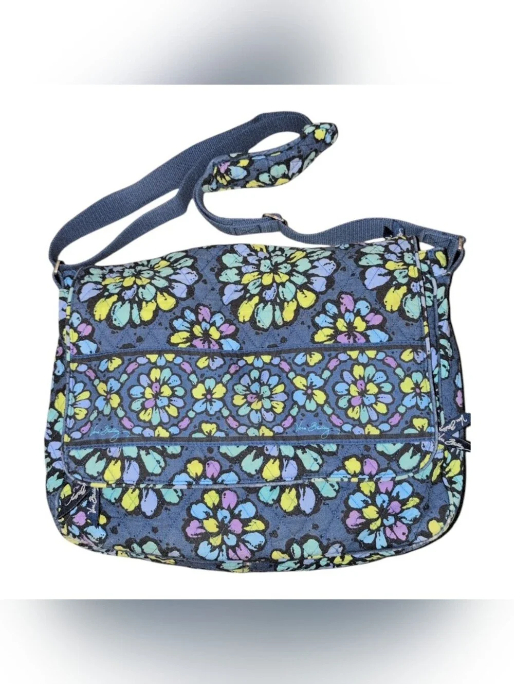 Vera Bradley INDIGO POP Laptop Messenger Book Bag Purse Crossbody Tote Satchel